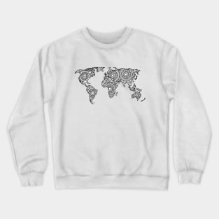 Black and White Mandala World Map Crewneck Sweatshirt